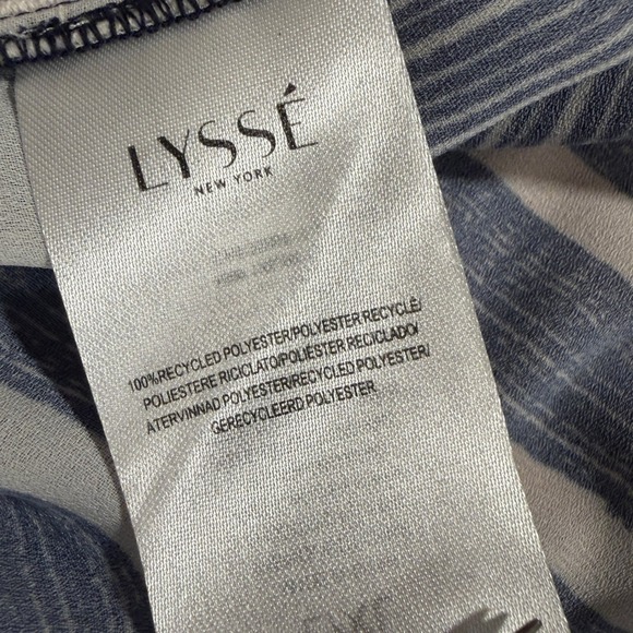 Lysse NY Flowy Gauzy Striped Kimono Kaftan Top L/XL Navy White Summer Vacation - Picture 6 of 12